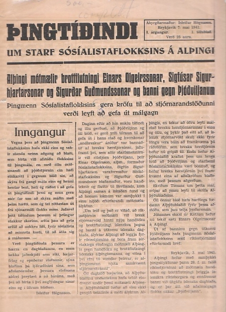 Þingtíðindi um starf sós.fl.